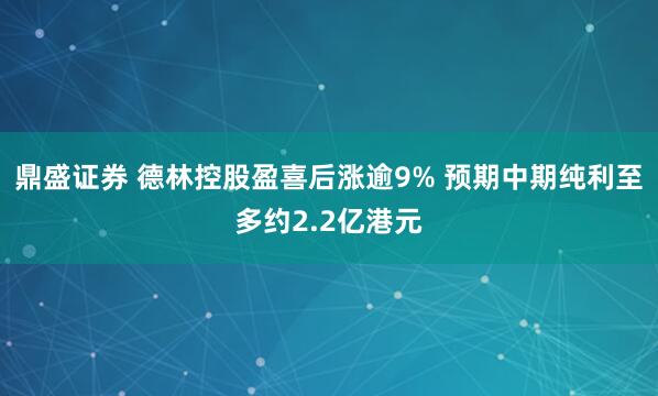 鼎盛证券 德林控股盈喜后涨逾9% 预期中期纯利至多约2.2亿港元